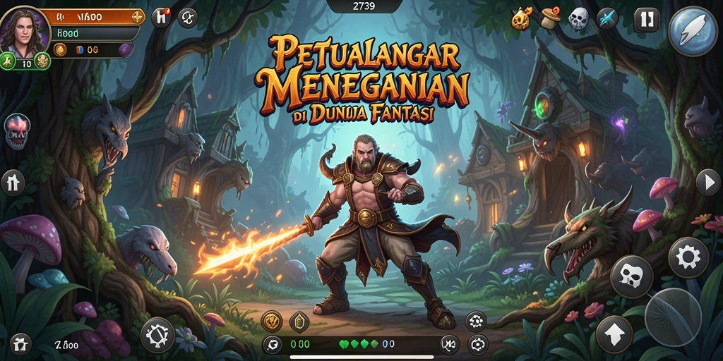 Tangkapan layar utama game Adventure 2739 menampilkan aksi seru di dalamnya.