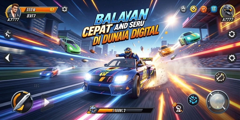 Tampilan aksi balapan mendebarkan di A7777.