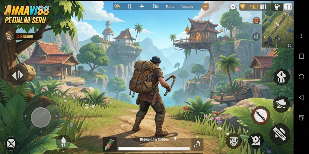 Screenshot gameplay AMAVI88 menampilkan petualangan seru di dunia terbuka.