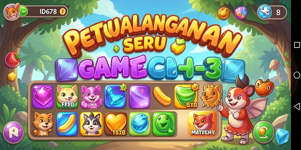 Tampilan aksi gameplay ID678 untuk puzzle Match-3 yang seru.