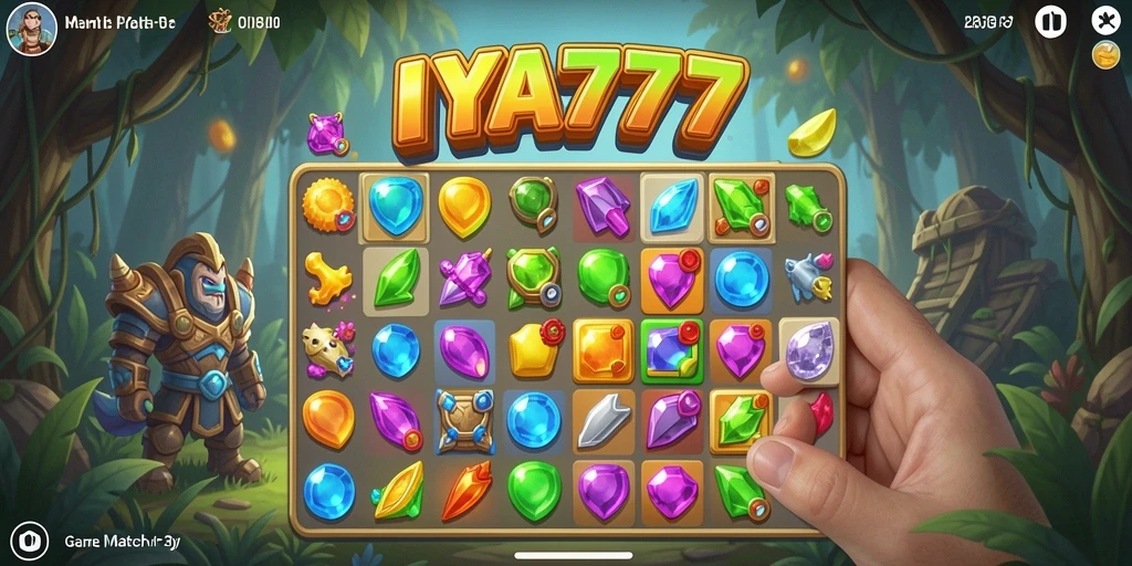 Tampilan gameplay IYA777 yang menarik dengan permata berwarna-warni.