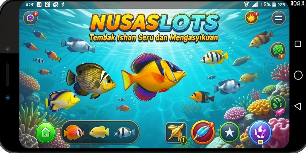 Gameplay NUSASLOTS menampilkan aksi menembak ikan yang seru.