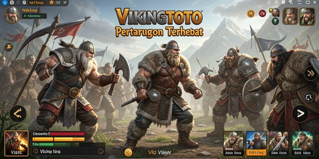Gameplay VIKINGTOTO dengan aksi pertarungan Viking yang seru.